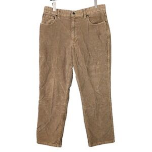 LL Bean Corduroy‎ Pants Men's Natural Fit Straight Leg 5 Pocket Brown Size 35x30